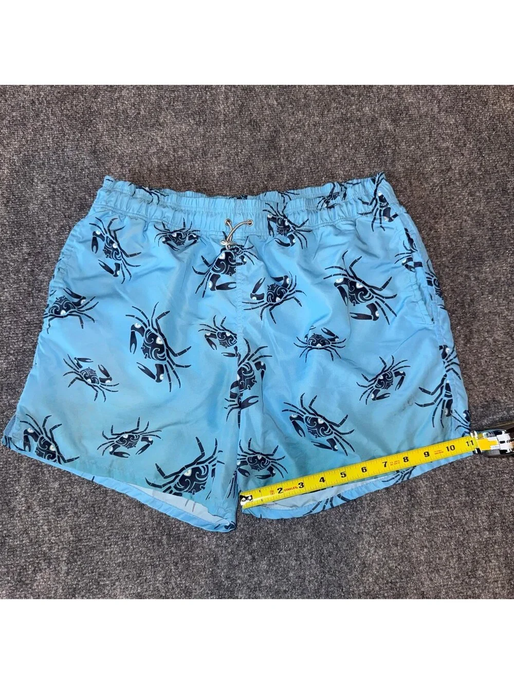 Zegna Sport Lined Blue Crab Print Swim Trunks Mens MD Vtg y2k 90s Rare